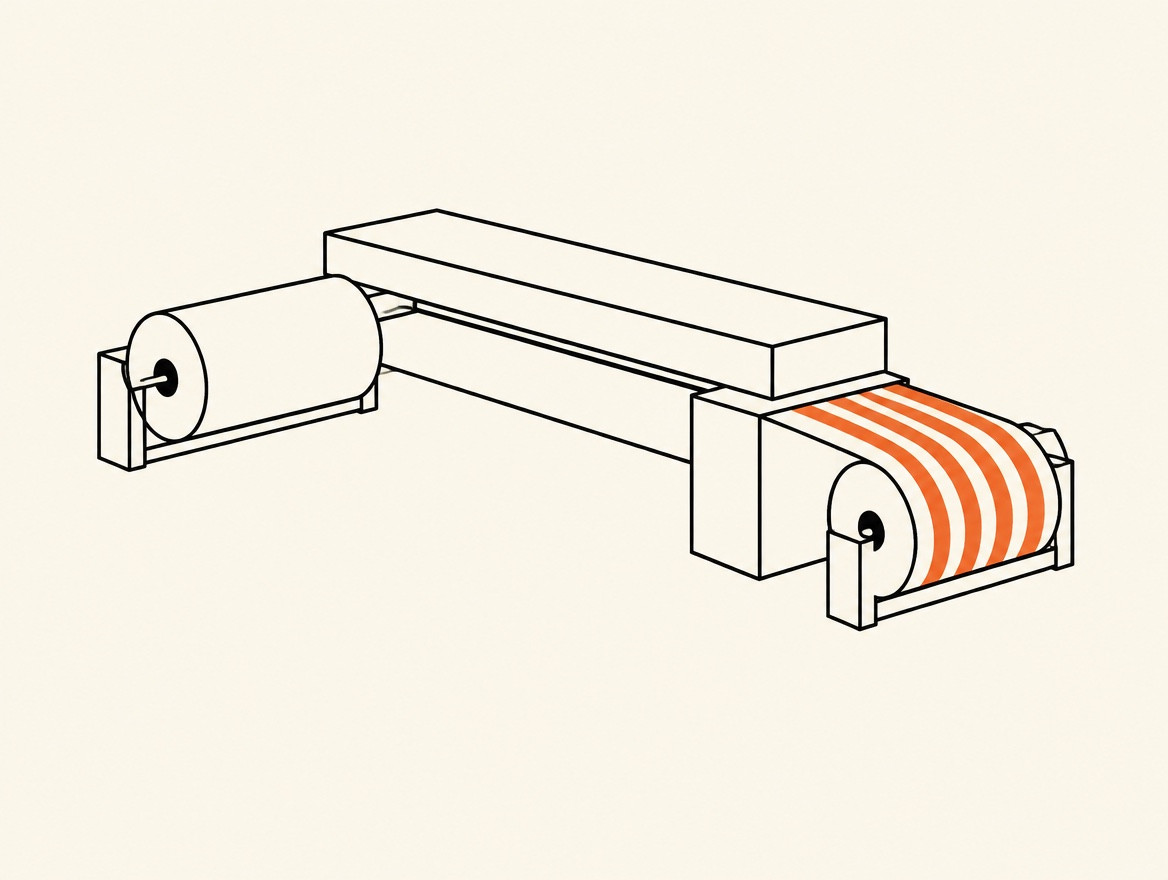 Zeichnung eines Rollendruckers für Sublimationsdruck